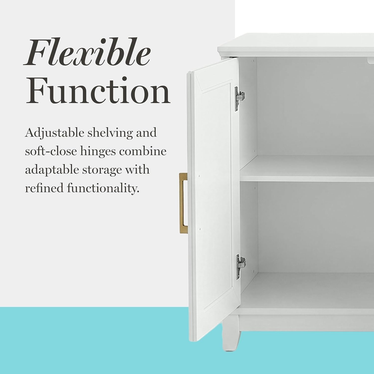 image:imageMartha Stewart Bedford Modular Shaker Glass Door Cabinet Bedford GrayWhite FrameGold Hardware