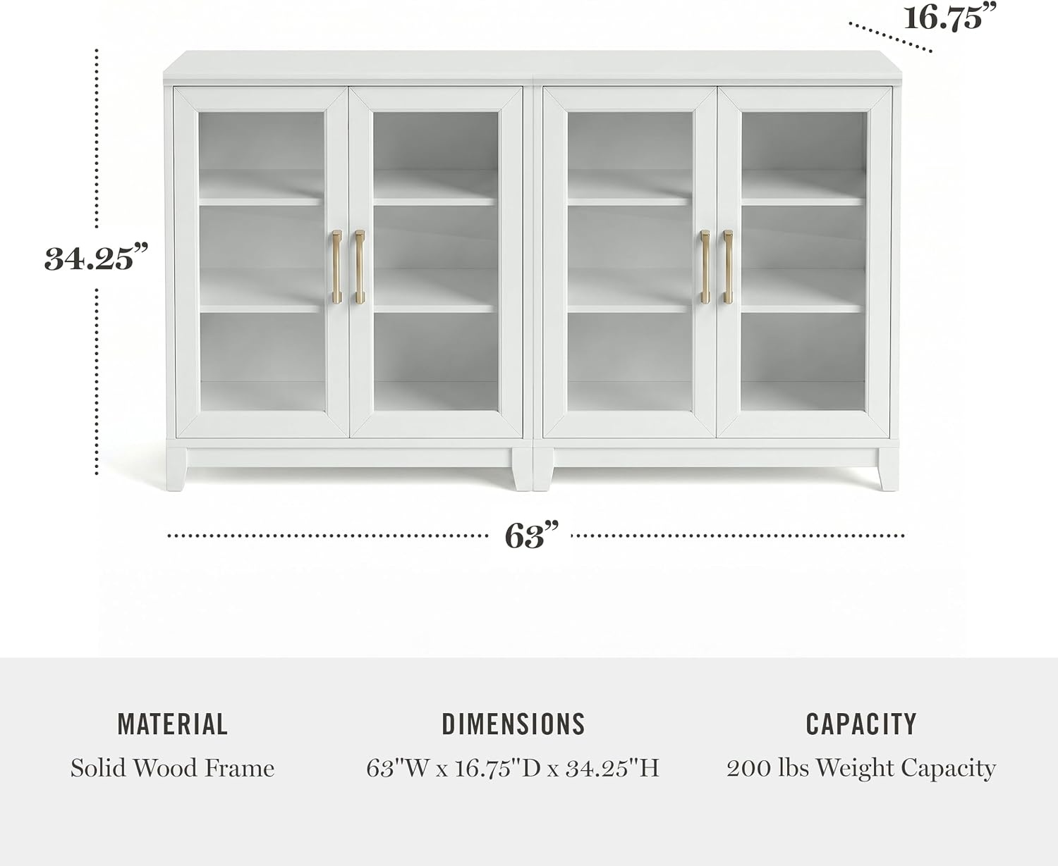 image:imageMartha Stewart Bedford Modular Shaker Glass Door Cabinet Bedford GrayWhite FrameGold Hardware