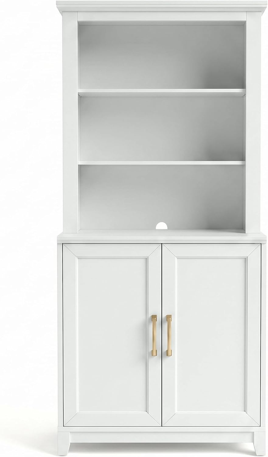 image:imageMartha Stewart Bedford Modular Shaker Glass Door Cabinet Bedford GrayWhite FrameGold Hardware