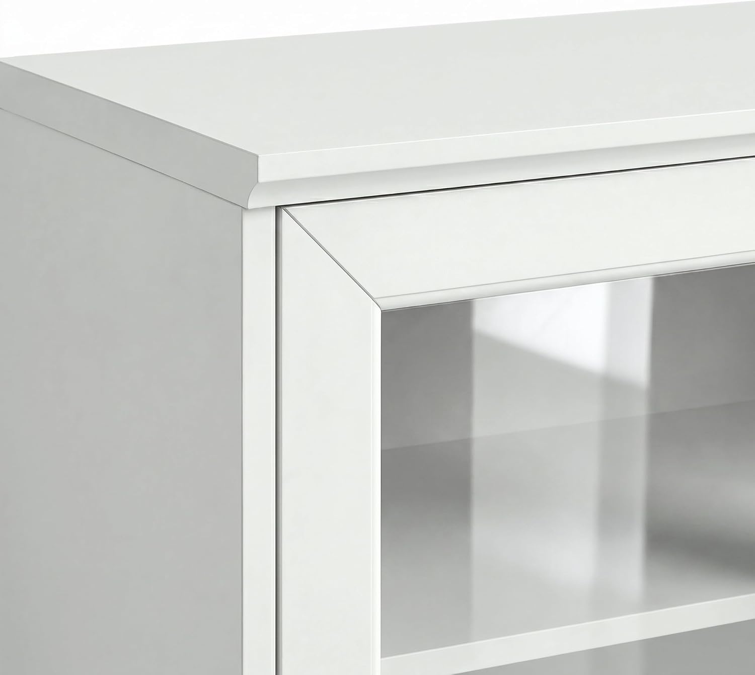 image:imageMartha Stewart Bedford Modular Shaker Glass Door Cabinet Bedford GrayWhite FrameGold Hardware