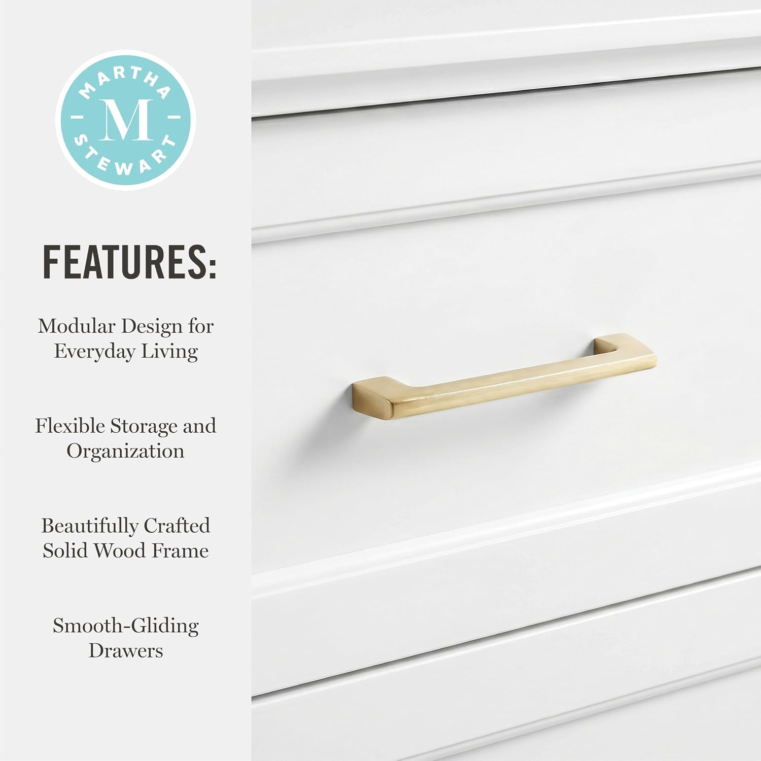image:imageMartha Stewart Bedford Modular Shaker Glass Door Cabinet Bedford GrayWhite FrameGold Hardware