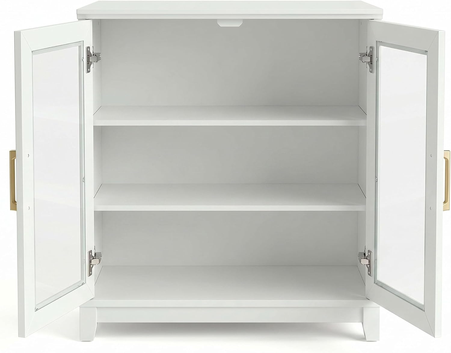 image:imageMartha Stewart Bedford Modular Shaker Glass Door Cabinet Bedford GrayWhite FrameGold Hardware