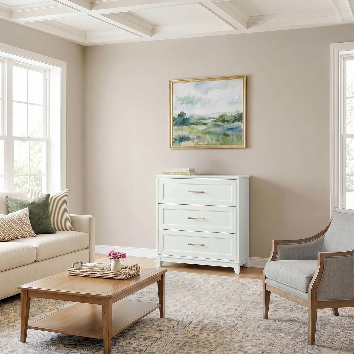 image:imageMartha Stewart Bedford Modular Shaker Glass Door Cabinet Bedford GrayWhite FrameGold Hardware