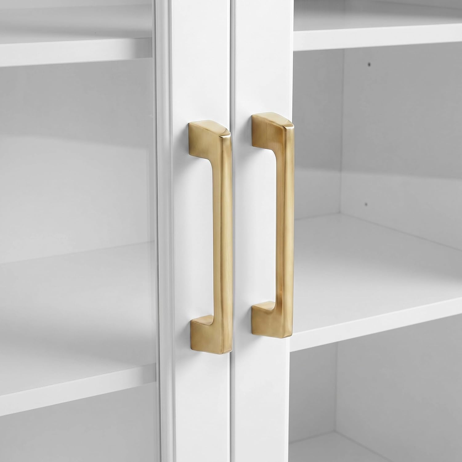 image:imageMartha Stewart Bedford Modular Shaker Glass Door Cabinet Bedford GrayWhite FrameGold Hardware