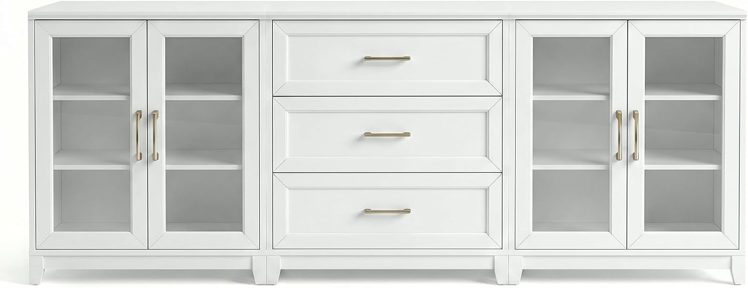 image:imageMartha Stewart Bedford Modular Shaker Glass Door Cabinet Bedford GrayWhite FrameGold Hardware