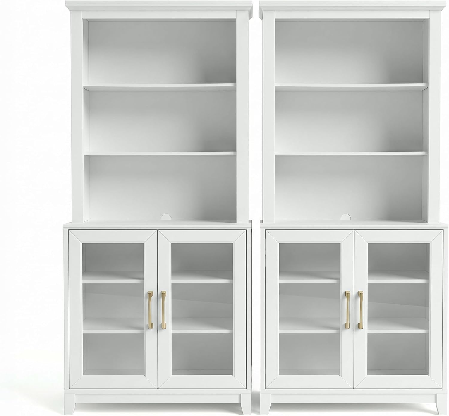 image:imageMartha Stewart Bedford Modular Shaker Glass Door Cabinet Bedford GrayWhite FrameGold Hardware