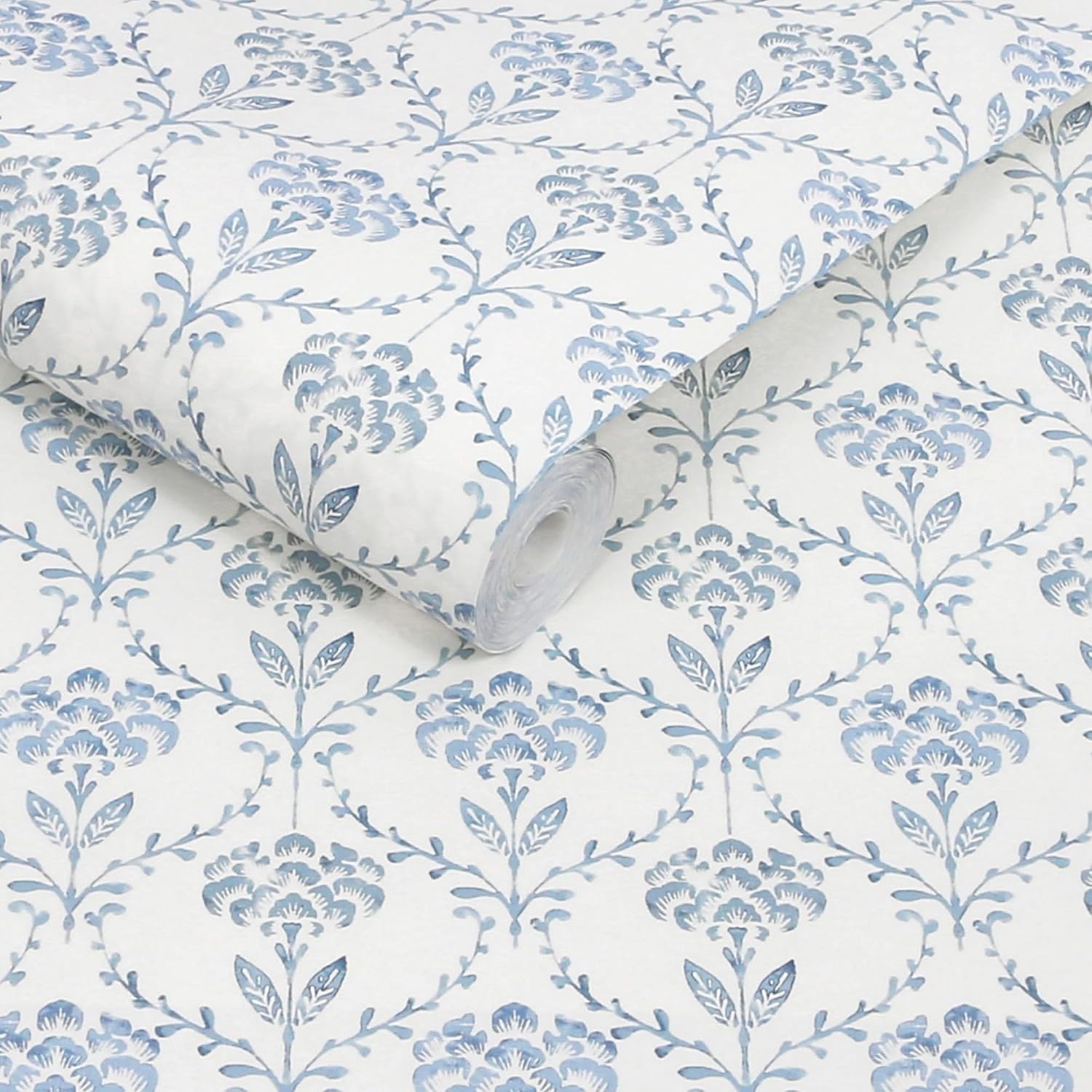 image:imageMartha Stewart Chateau Fleur Porcelain Blue Wallpaper Floral Farmhouse Cottage NonPasted Premium Wallpaper for Walls Kitchen Bedrooms Living Rooms
