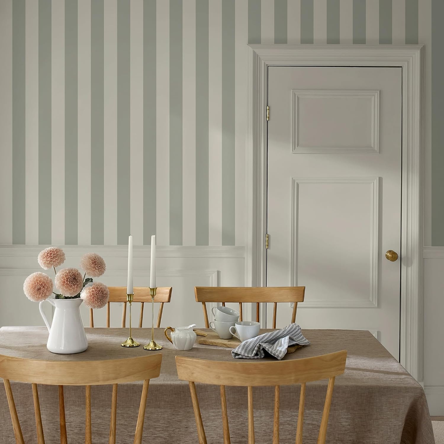 image:imageMartha Stewart Classic Stripe Fennel Seed Wallpaper Farmhouse Cottage NonPasted Premium Wallpaper for Walls Kitchen Bedrooms Living Rooms