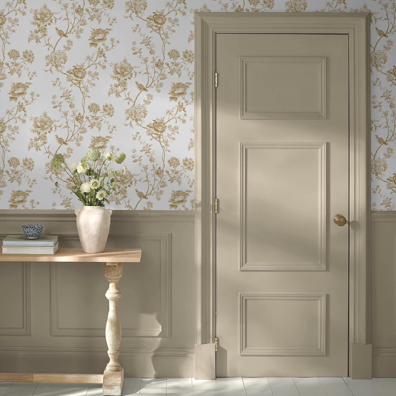 image:imageMartha Stewart Floral Vine Antique Gold Wallpaper Botanical Farmhouse Cottage NonPasted Premium Wallpaper for Walls Kitchen Bedrooms Living Rooms