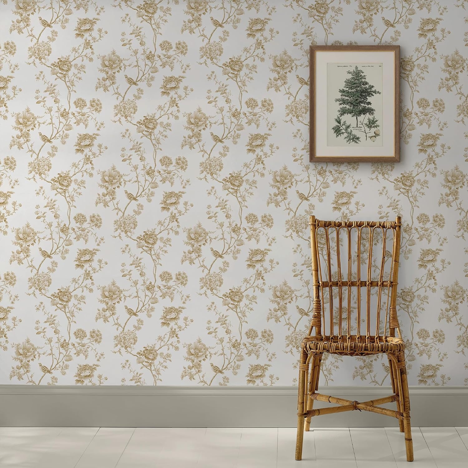 image:imageMartha Stewart Floral Vine Antique Gold Wallpaper Botanical Farmhouse Cottage NonPasted Premium Wallpaper for Walls Kitchen Bedrooms Living Rooms