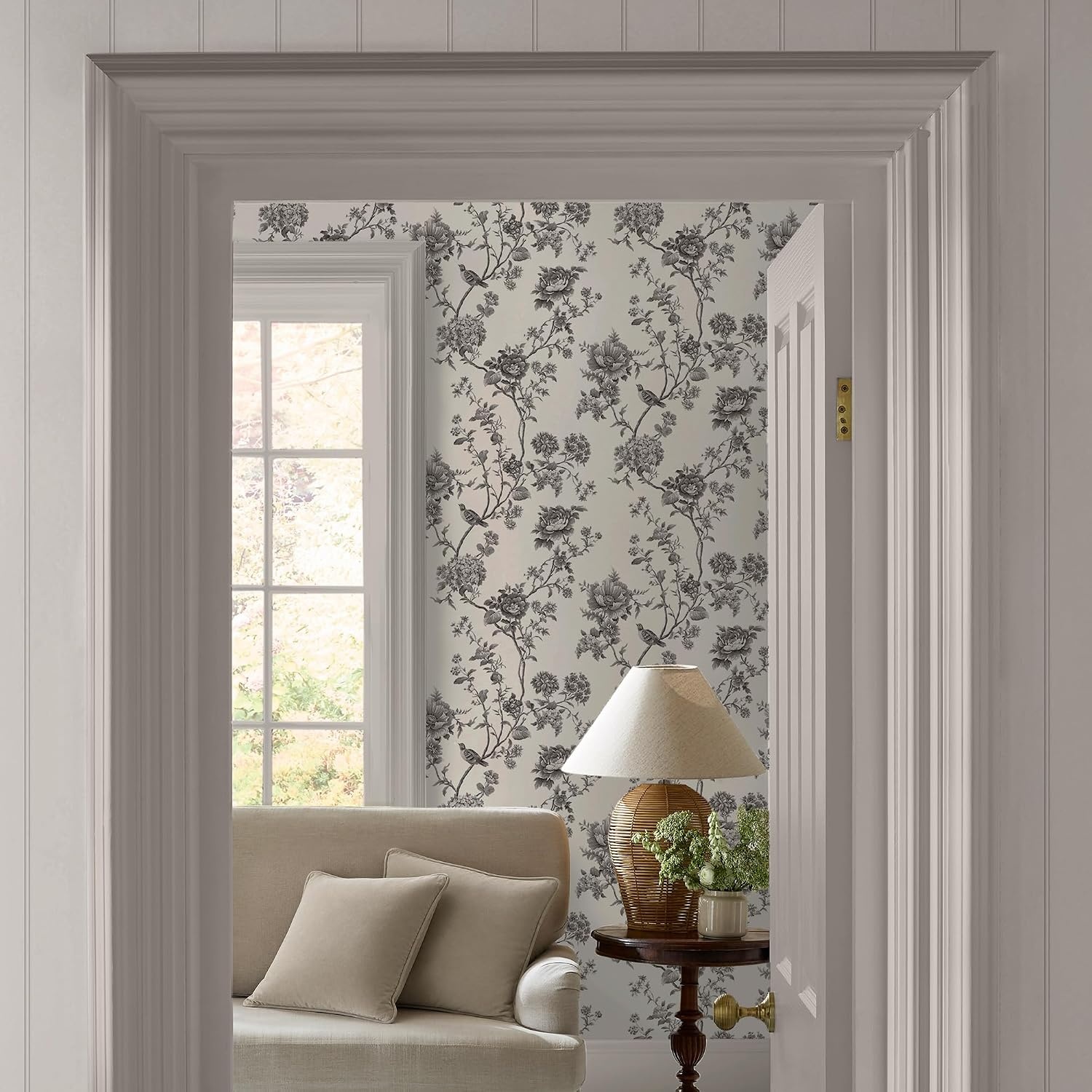 image:imageMartha Stewart Floral Vine Silhouette Wallpaper Botanical Farmhouse Cottage NonPasted Premium Wallpaper for Walls Kitchen Bedrooms Living Rooms