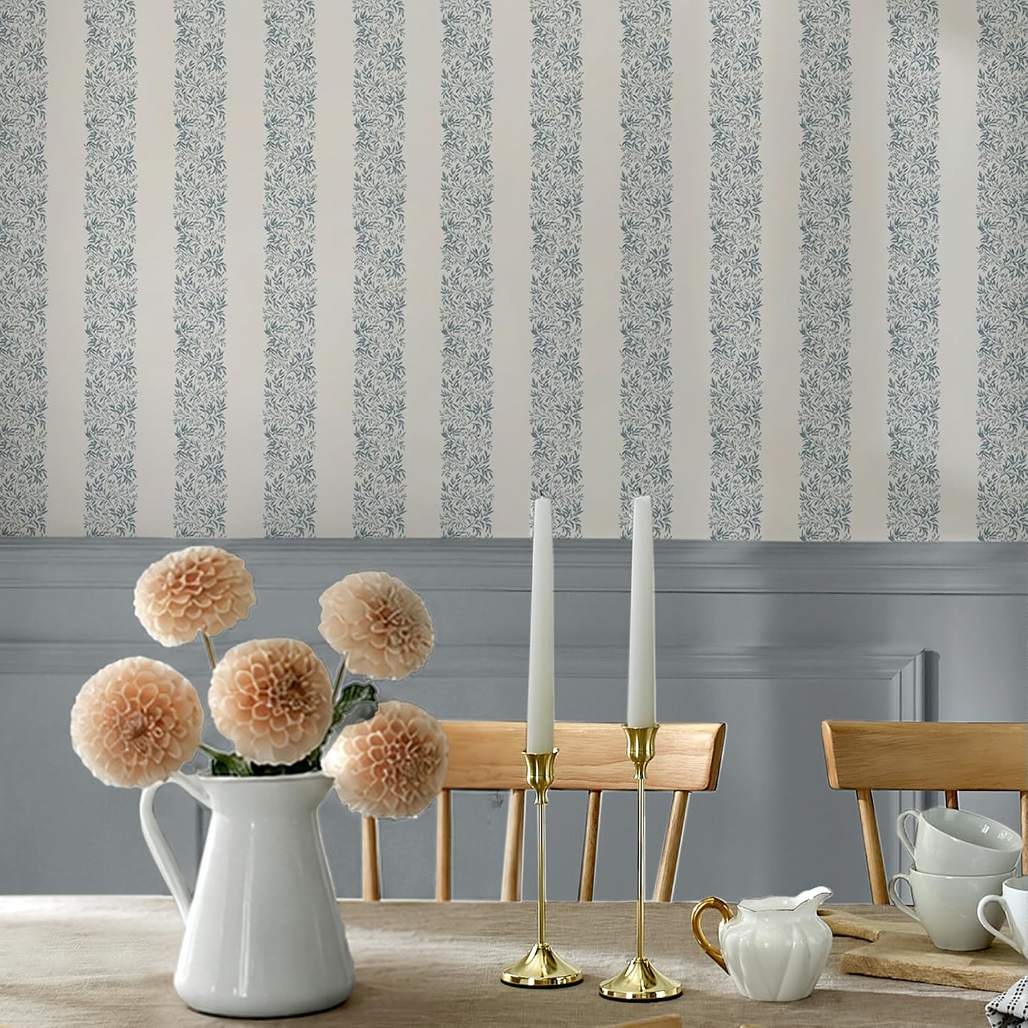 image:imageMartha Stewart Heritage Garden Stripe Tarn Wallpaper Abstract Farmhouse Cottage NonPasted Premium Wallpaper for Walls Kitchen Bedrooms Living Rooms