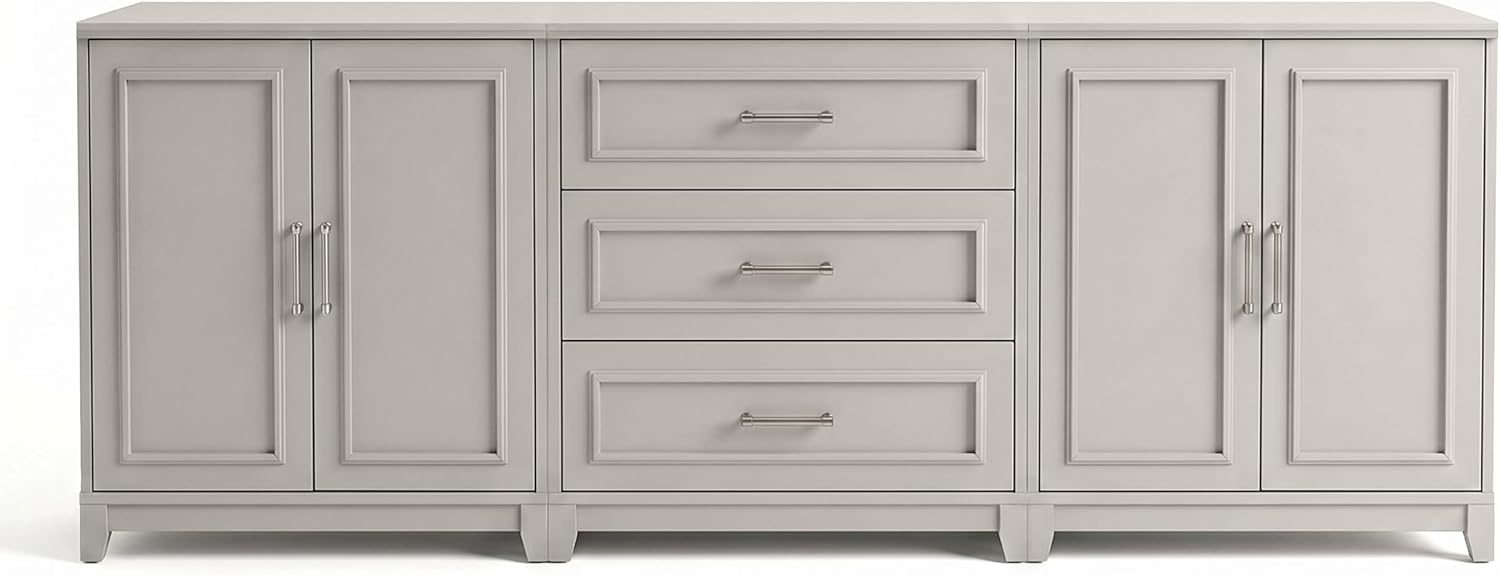 image:imageMartha Stewart Lily Pond Modular Storage Cabinet Slate BlueSharkey Gray FrameBrushed Stainless Steel Hardware