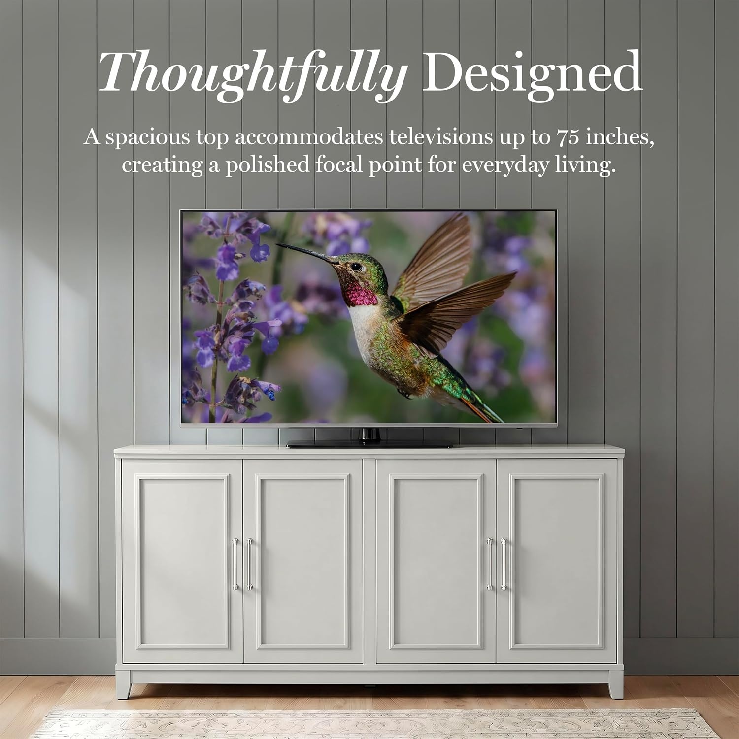image:imageMartha Stewart Lily Pond Modular Storage Cabinet Slate BlueSharkey Gray FrameBrushed Stainless Steel Hardware