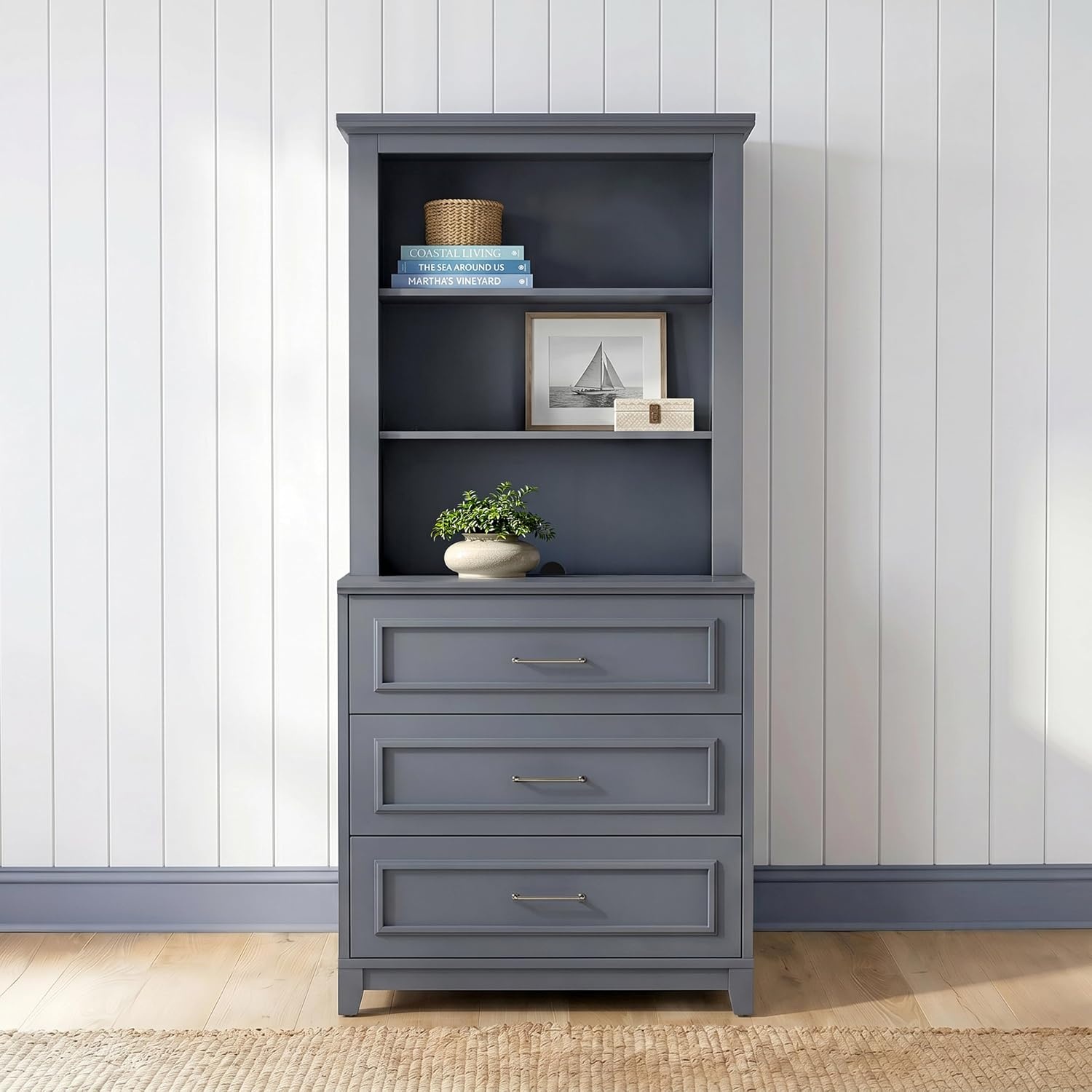 image:imageMartha Stewart Lily Pond Modular Storage Cabinet Slate BlueSlate Blue FrameGunmetal Hardware
