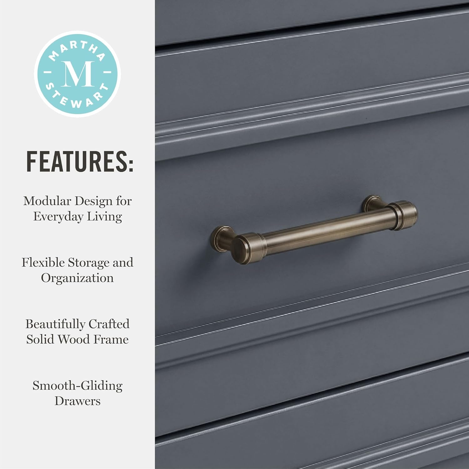 image:imageMartha Stewart Lily Pond Modular Storage Cabinet Slate BlueSlate Blue FrameGunmetal Hardware