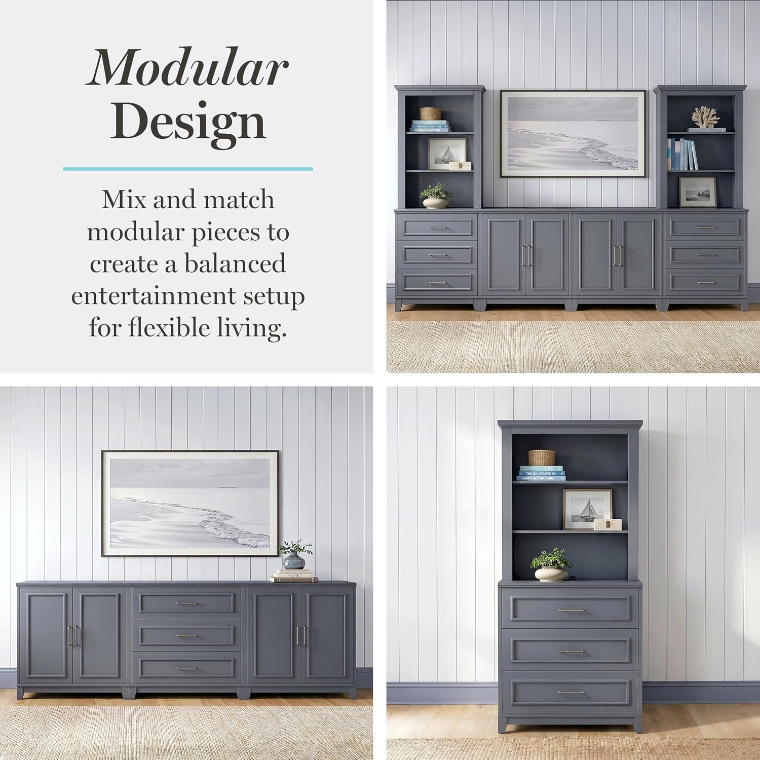image:imageMartha Stewart Lily Pond Modular Storage Cabinet Slate BlueSlate Blue FrameGunmetal Hardware