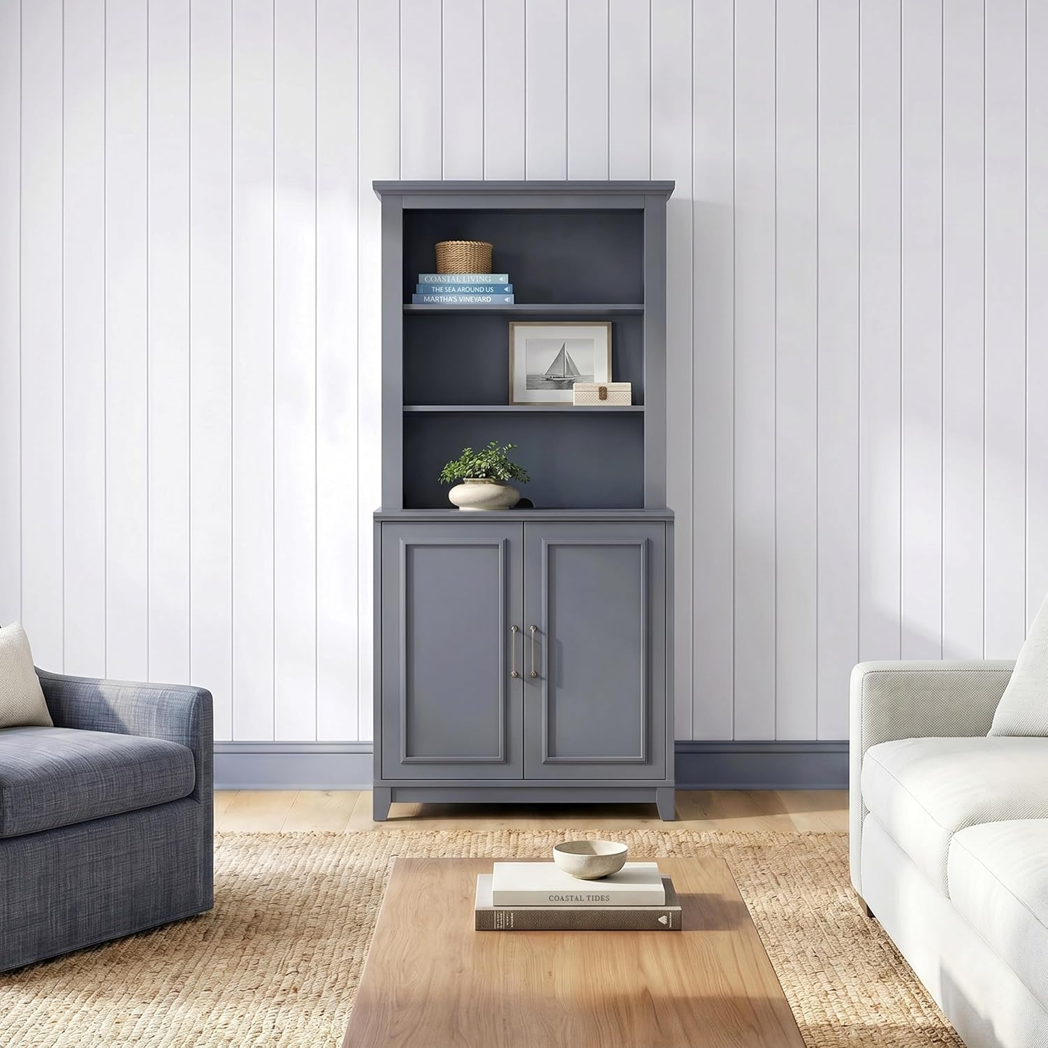 image:imageMartha Stewart Lily Pond Modular Storage Cabinet Slate BlueSlate Blue FrameGunmetal Hardware