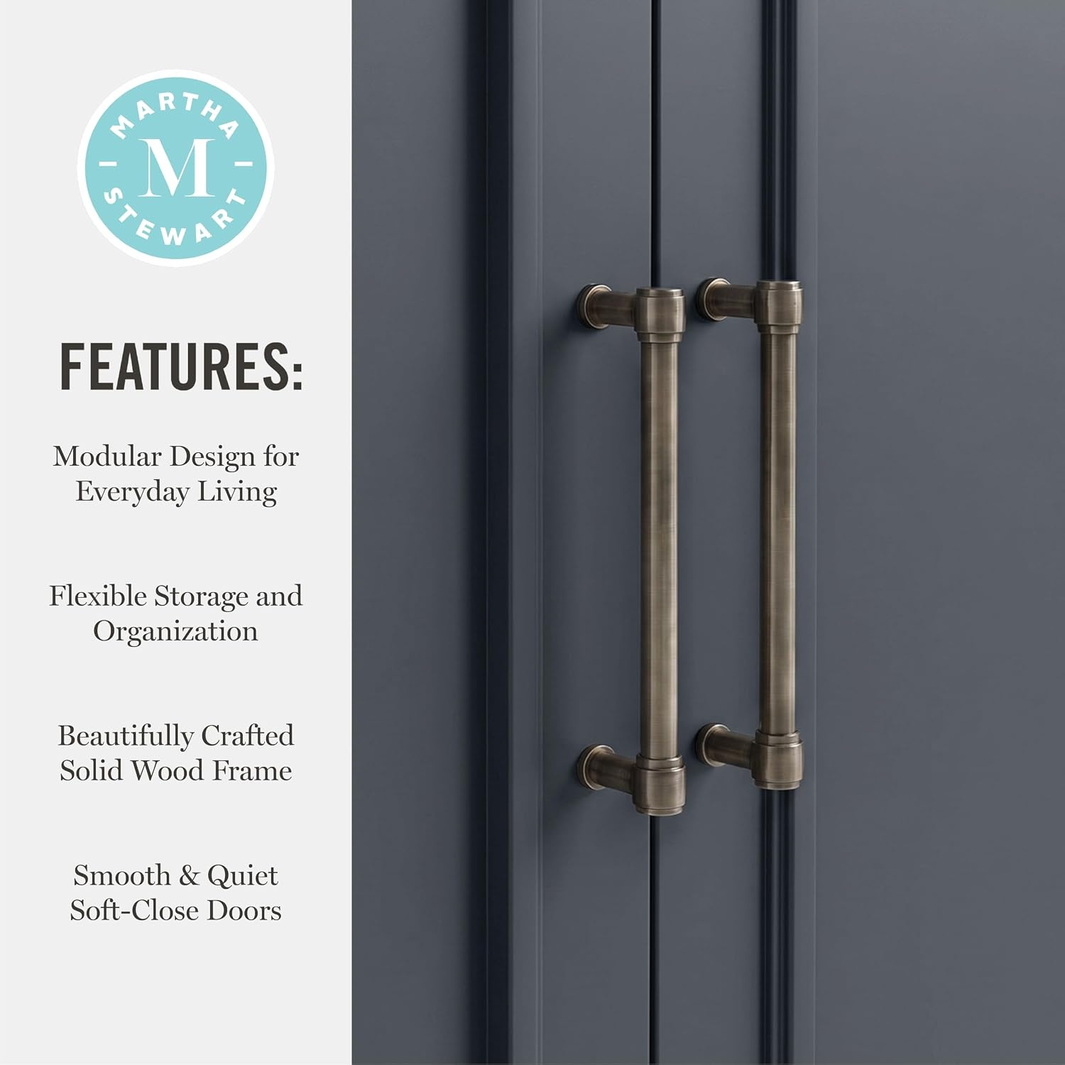 image:imageMartha Stewart Lily Pond Modular Storage Cabinet Slate BlueSlate Blue FrameGunmetal Hardware