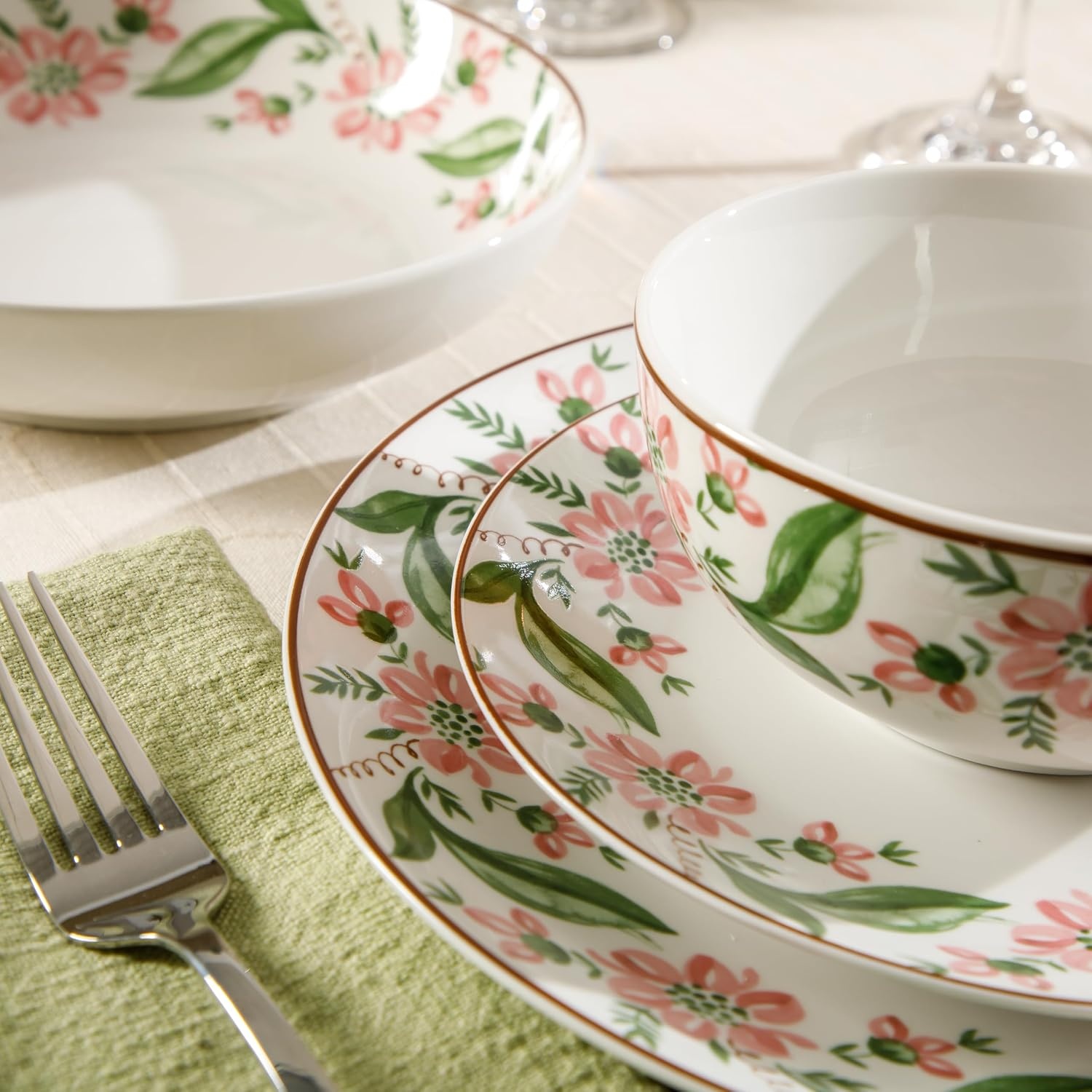 image:imageMartha Stewart Plates and Bowls Set 16 Piece Dinnerware Set for 4 BlueBlue Pink Serenade