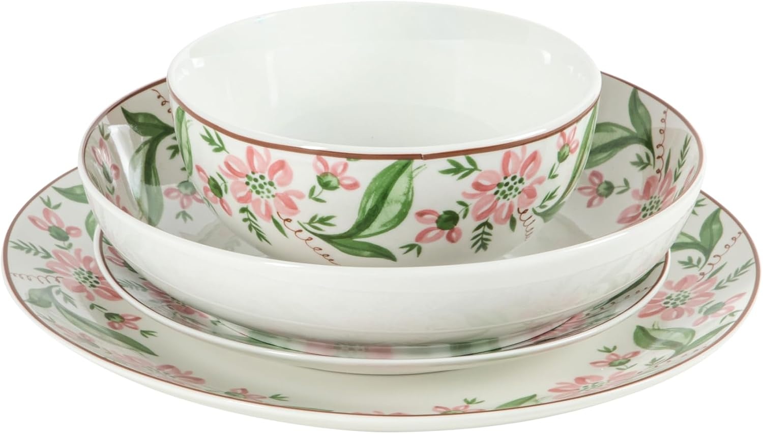 image:imageMartha Stewart Plates and Bowls Set 16 Piece Dinnerware Set for 4 BlueBlue Pink Serenade
