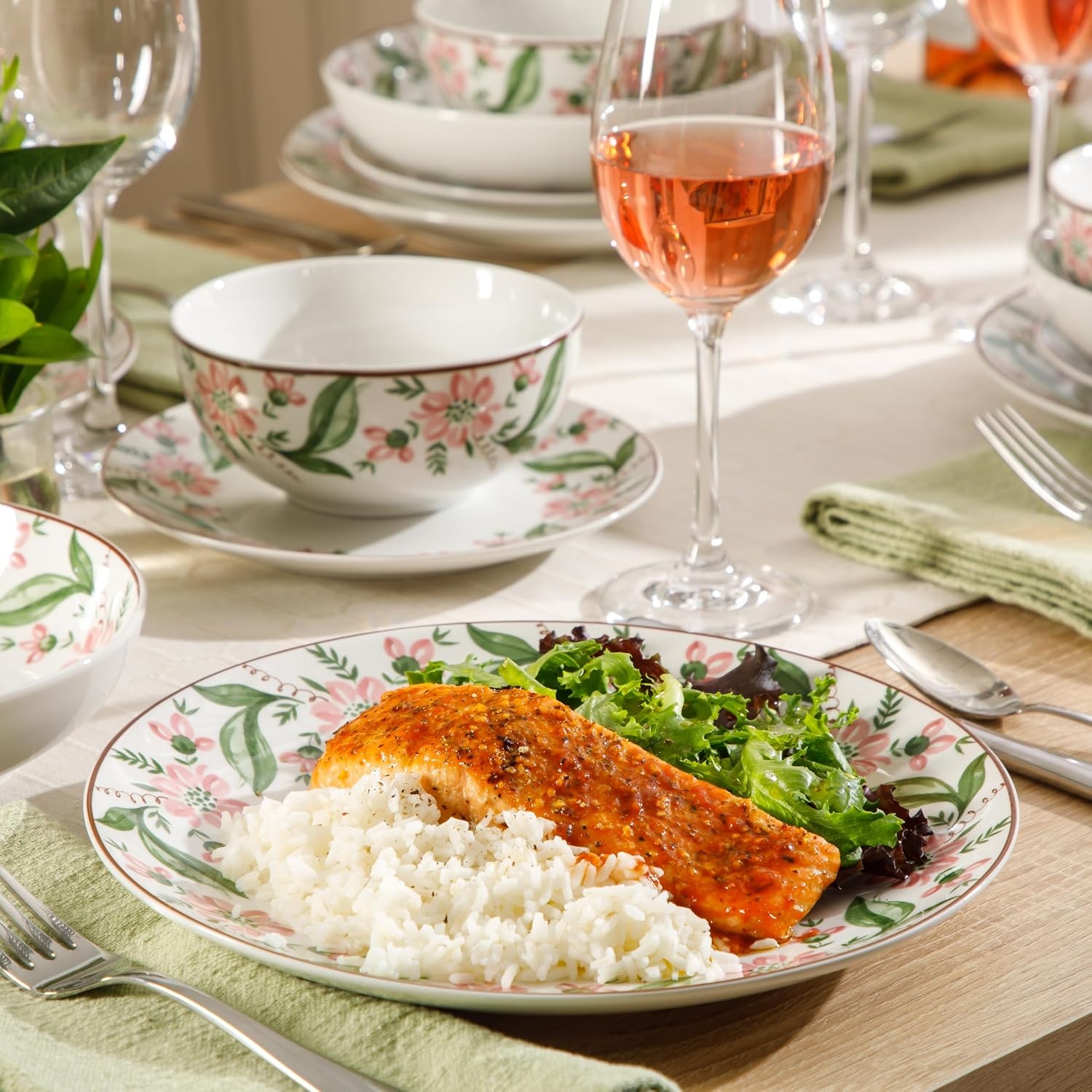 image:imageMartha Stewart Plates and Bowls Set 16 Piece Dinnerware Set for 4 BlueBlue Pink Serenade