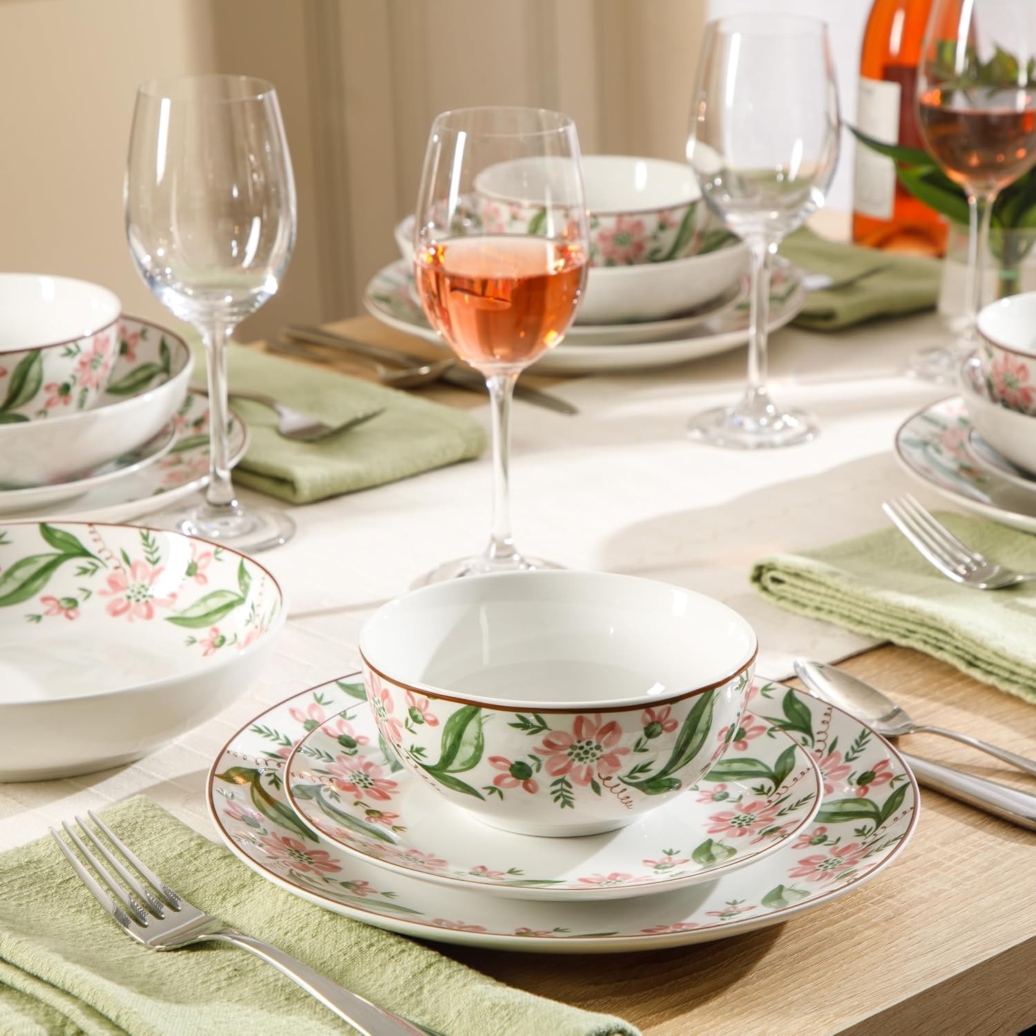 image:imageMartha Stewart Plates and Bowls Set 16 Piece Dinnerware Set for 4 BlueBlue Pink Serenade