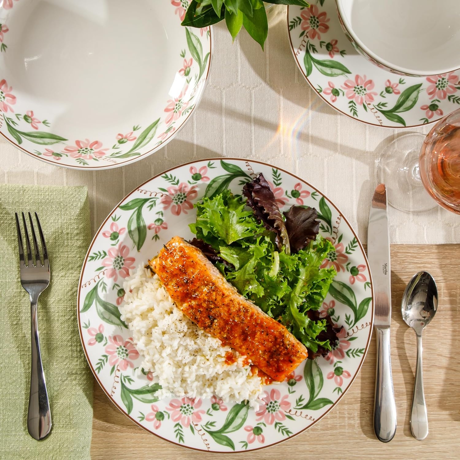 image:imageMartha Stewart Plates and Bowls Set 16 Piece Dinnerware Set for 4 BlueBlue Pink Serenade