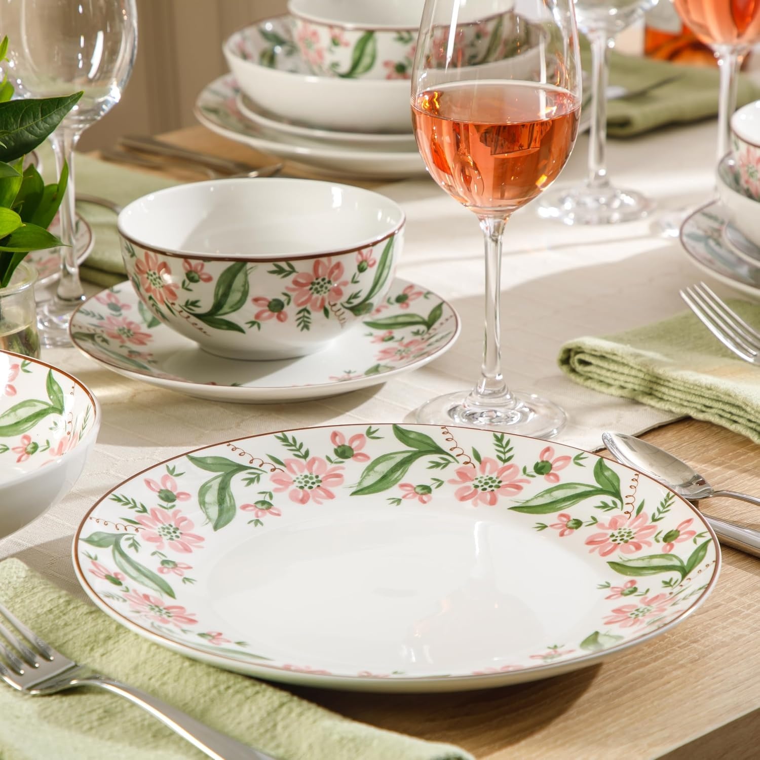 image:imageMartha Stewart Plates and Bowls Set 16 Piece Dinnerware Set for 4 BlueBlue Pink Serenade