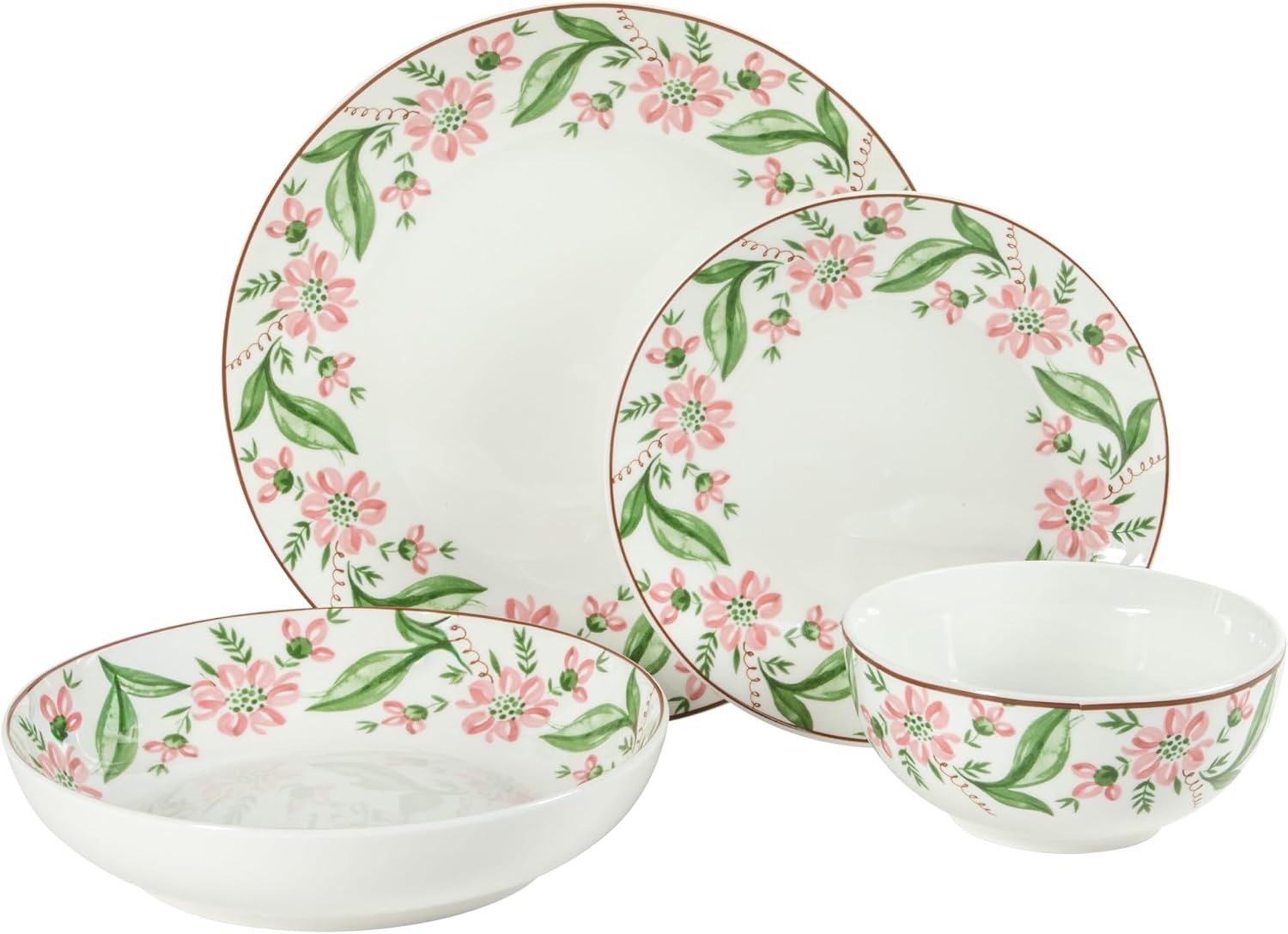image:imageMartha Stewart Plates and Bowls Set 16 Piece Dinnerware Set for 4 BlueBlue Pink Serenade
