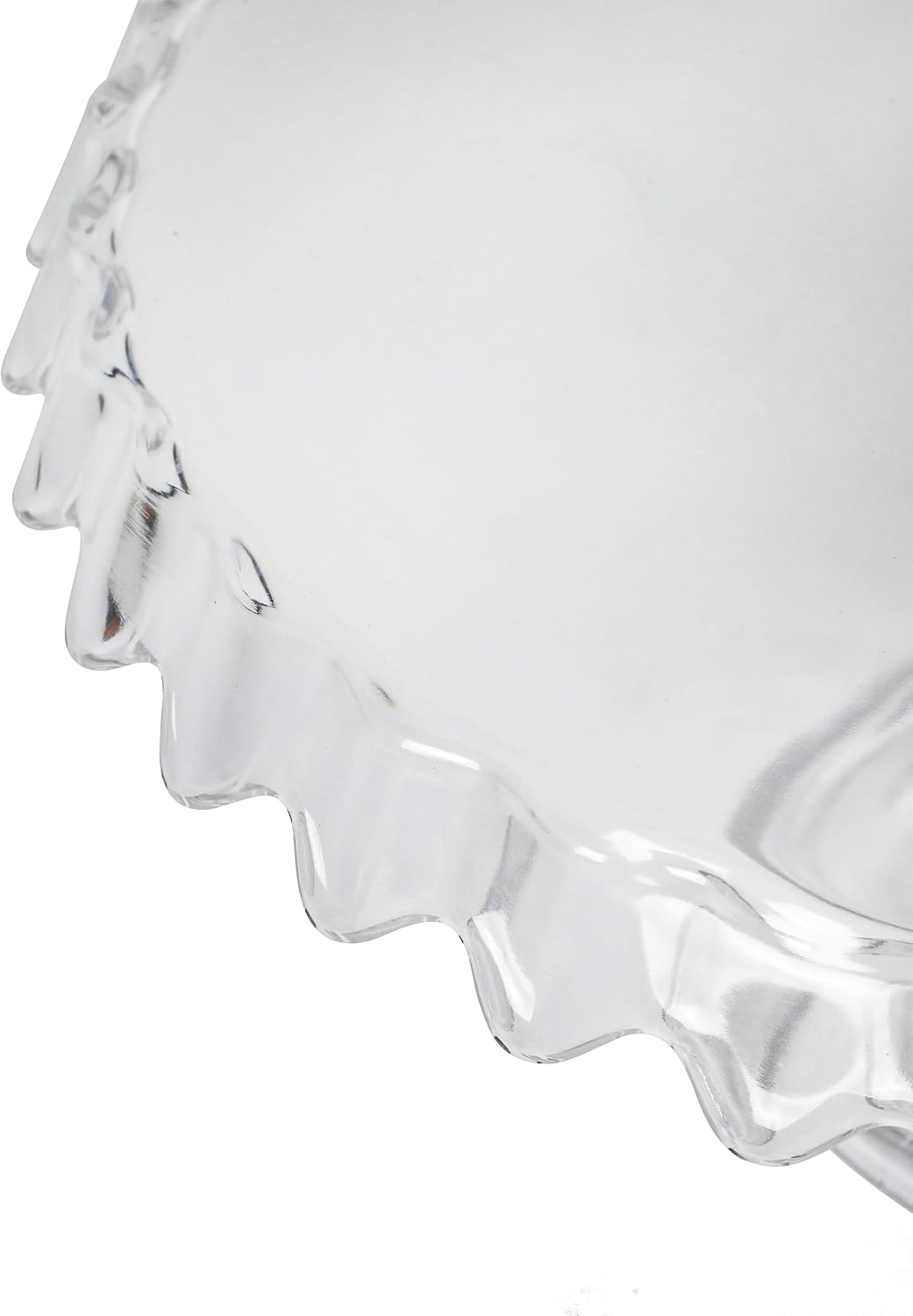 image:imageMartha Stewart Watercrest Glass Cake Stand 102 Inch Footed Pedestal Cake Plate with Scalloped Ruffled Edge Clear Handmade Glassware for Weddings Parties and Dessert DisplayGlass 102 No Dome