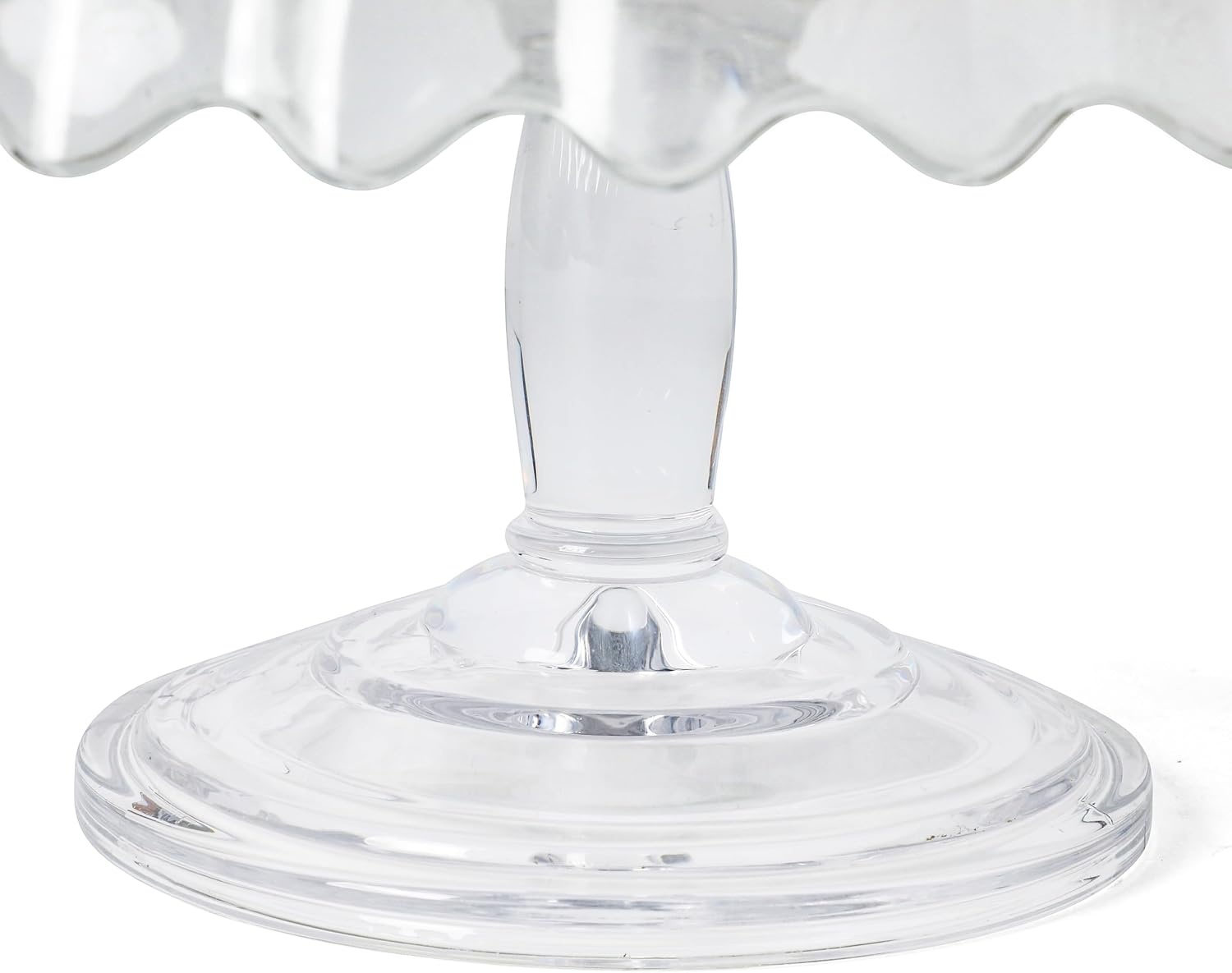 image:imageMartha Stewart Watercrest Glass Cake Stand 102 Inch Footed Pedestal Cake Plate with Scalloped Ruffled Edge Clear Handmade Glassware for Weddings Parties and Dessert DisplayGlass 102 No Dome