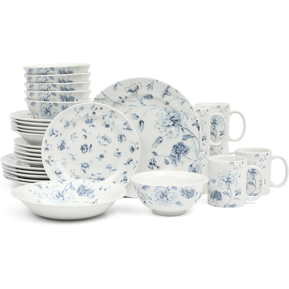 image:imageMartha Stewart Plates and Bowls Set 16 Piece Dinnerware Set for 4 BlueBlue Floral
