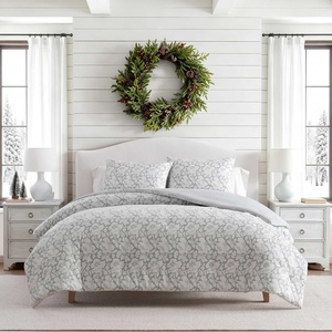 Martha Stewart – Queen Comforter Set with Shams, Reversible(Copper Floral Blue)