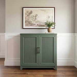 Martha Stewart Bedford Modular Fluted 3-Drawer Base Cabinet, Black(Fern Green Frame/Gunmetal Hardware)