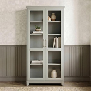 Martha Stewart Bedford Modular Shaker Glass Door Cabinet, Bedford Gray(Bedford Gray Frame/Brushed Stainless Steel Hardware)