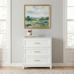 Martha Stewart Bedford Modular Shaker Glass Door Cabinet, Bedford Gray(White Frame/Gold Hardware)