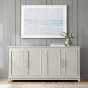 Martha Stewart Lily Pond Modular Storage Cabinet, Slate Blue(Sharkey Gray Frame/Brushed Stainless Steel Hardware)