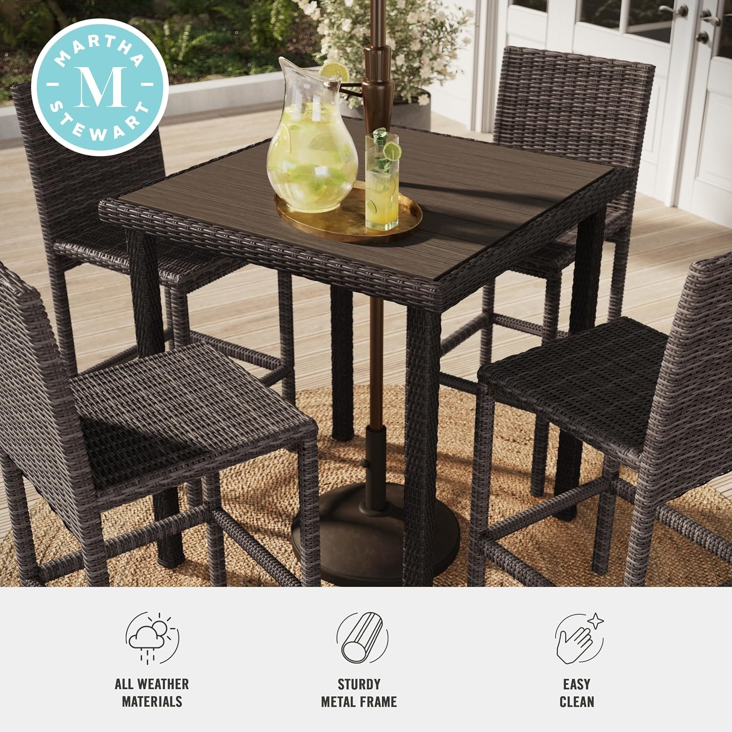 image:imageMartha Stewart Bedford 5Piece Patio Bar Set BrownBrown