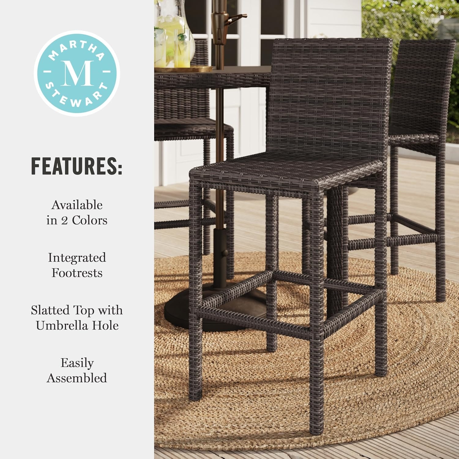 image:imageMartha Stewart Bedford 5Piece Patio Bar Set BrownBrown