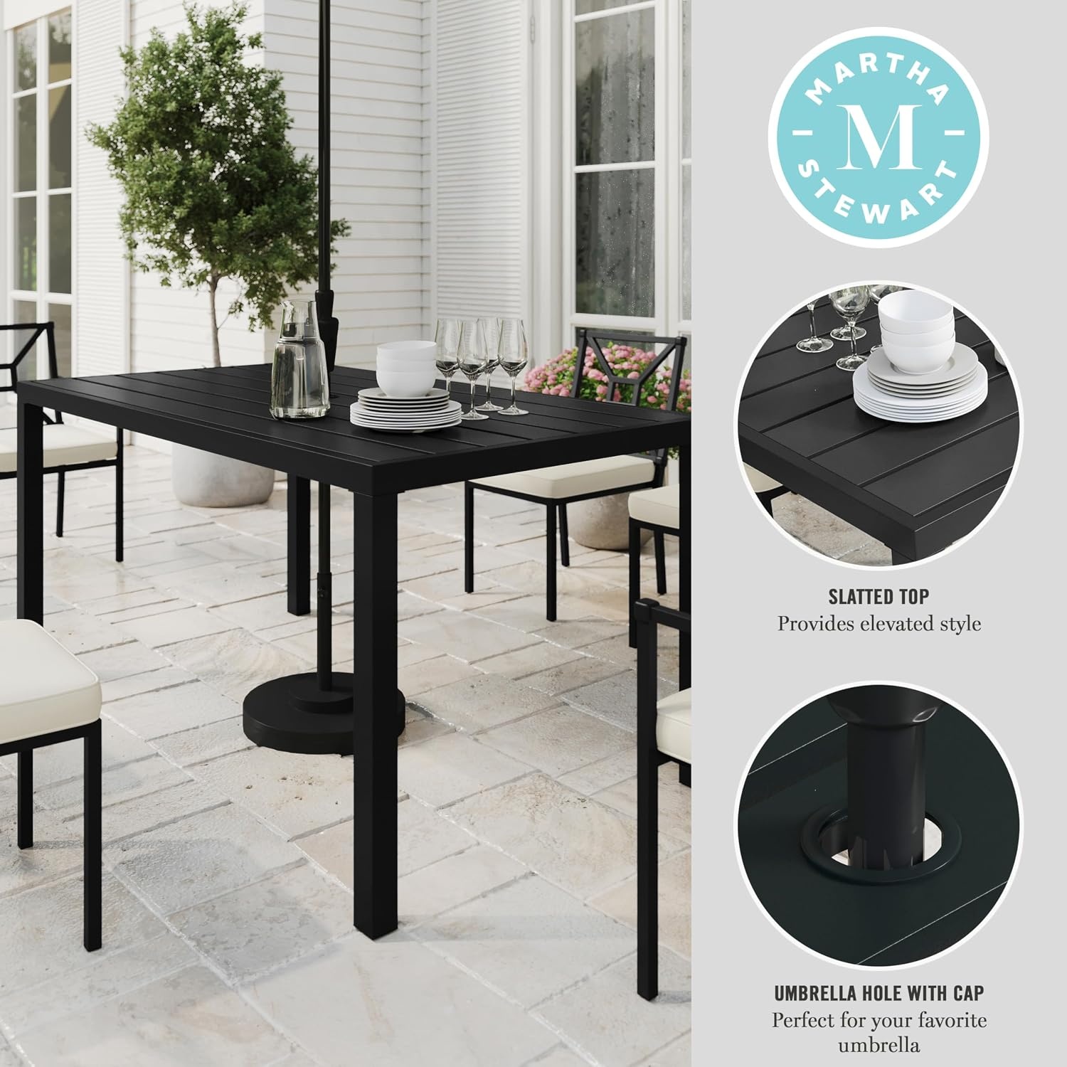 image:imageMartha Stewart Lily Pond 72 IndoorOutdoor Patio Table Black3525W x 60L
