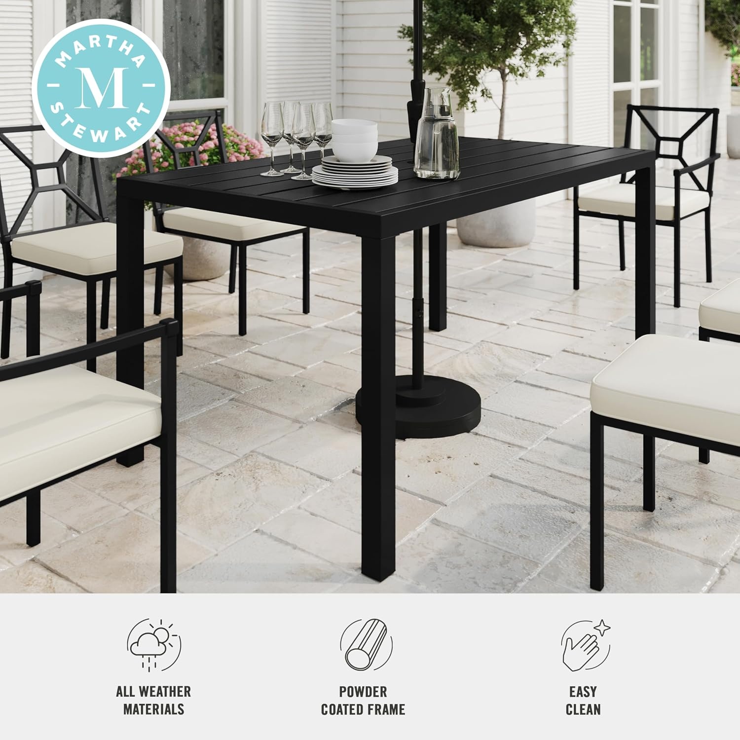 image:imageMartha Stewart Lily Pond 72 IndoorOutdoor Patio Table Black3525W x 60L