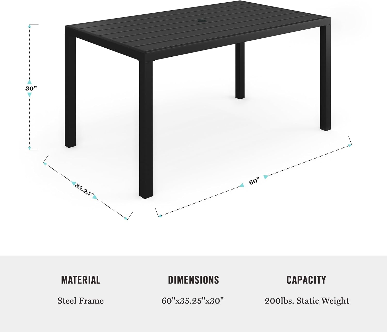 image:imageMartha Stewart Lily Pond 72 IndoorOutdoor Patio Table Black3525W x 60L