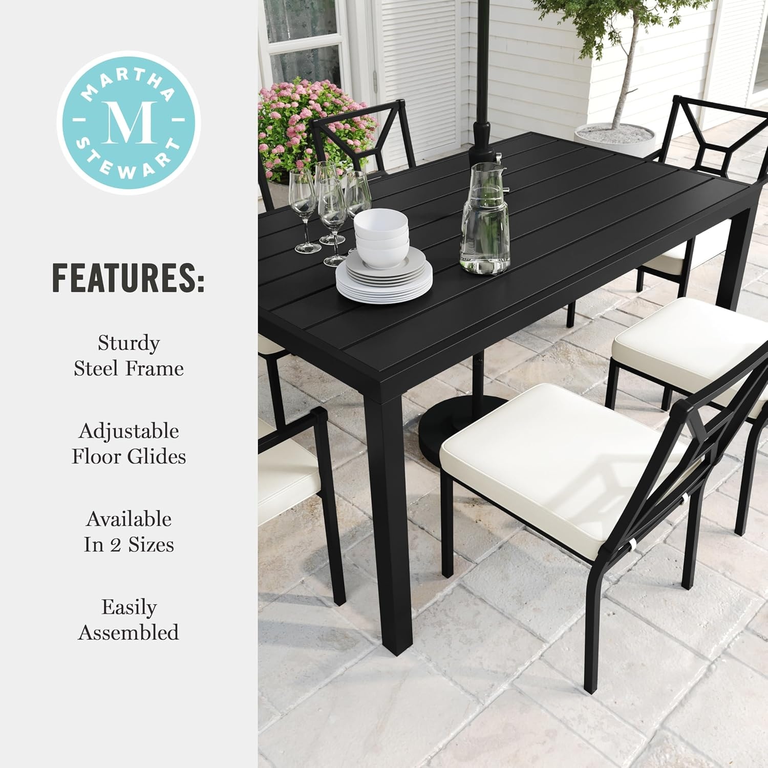 image:imageMartha Stewart Lily Pond 72 IndoorOutdoor Patio Table Black3525W x 60L