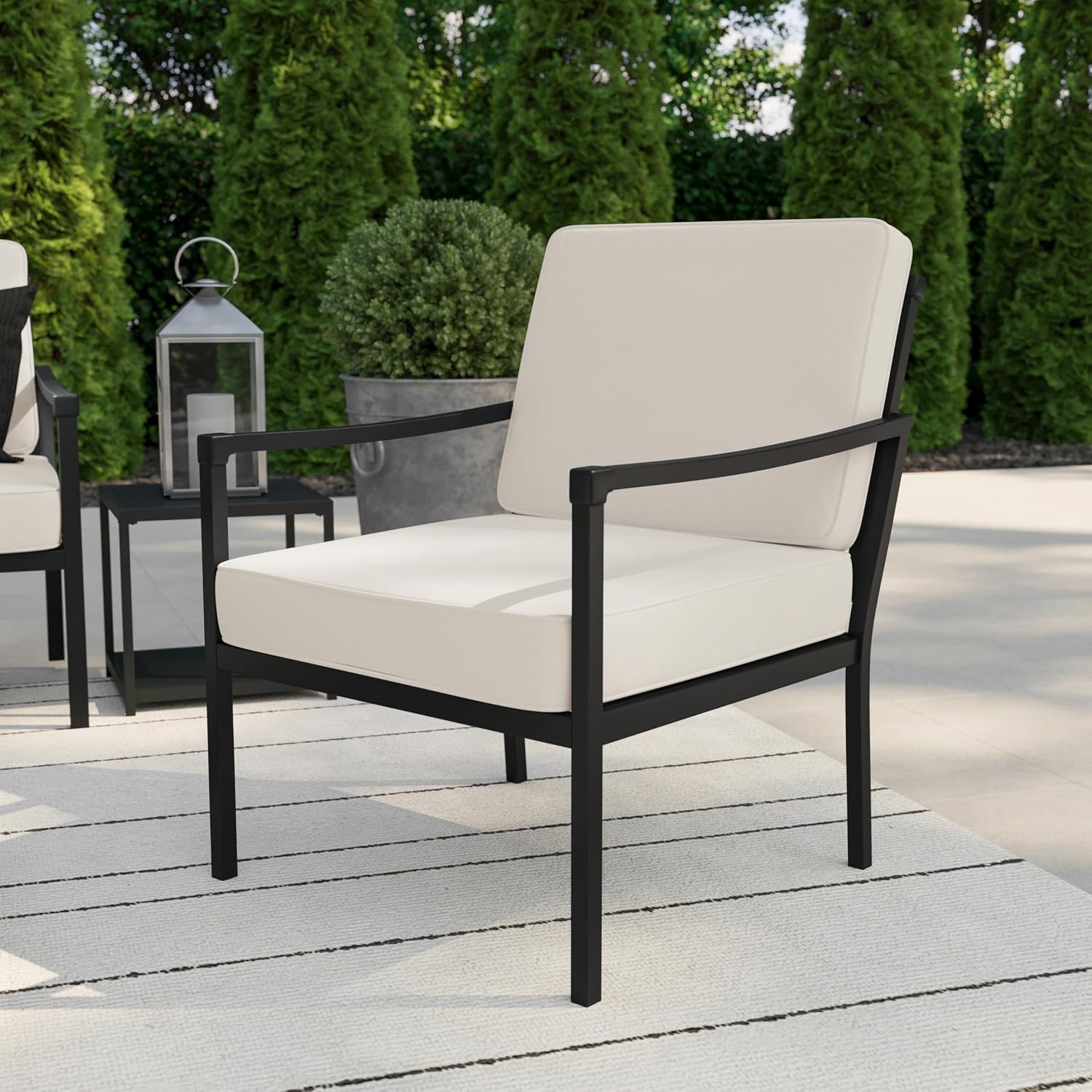 image:imageMartha Stewart Lily Pond IndoorOutdoor Patio Accent Chairs Black 2Pack