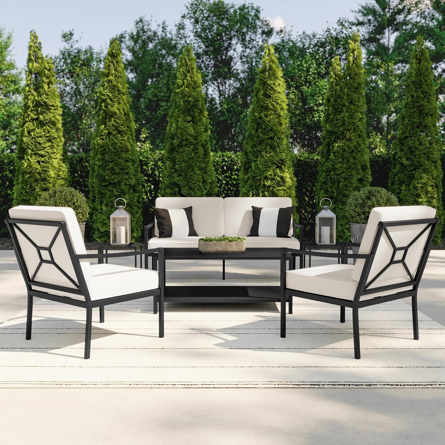 image:imageMartha Stewart Lily Pond IndoorOutdoor Patio Accent Chairs Black 2Pack