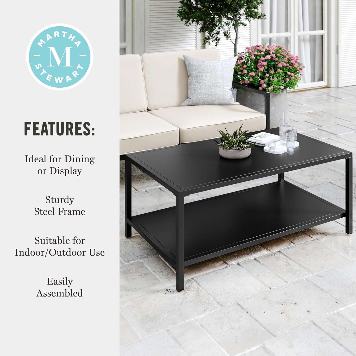 image:imageMartha Stewart Lily Pond IndoorOutdoor Patio Coffee Table Black