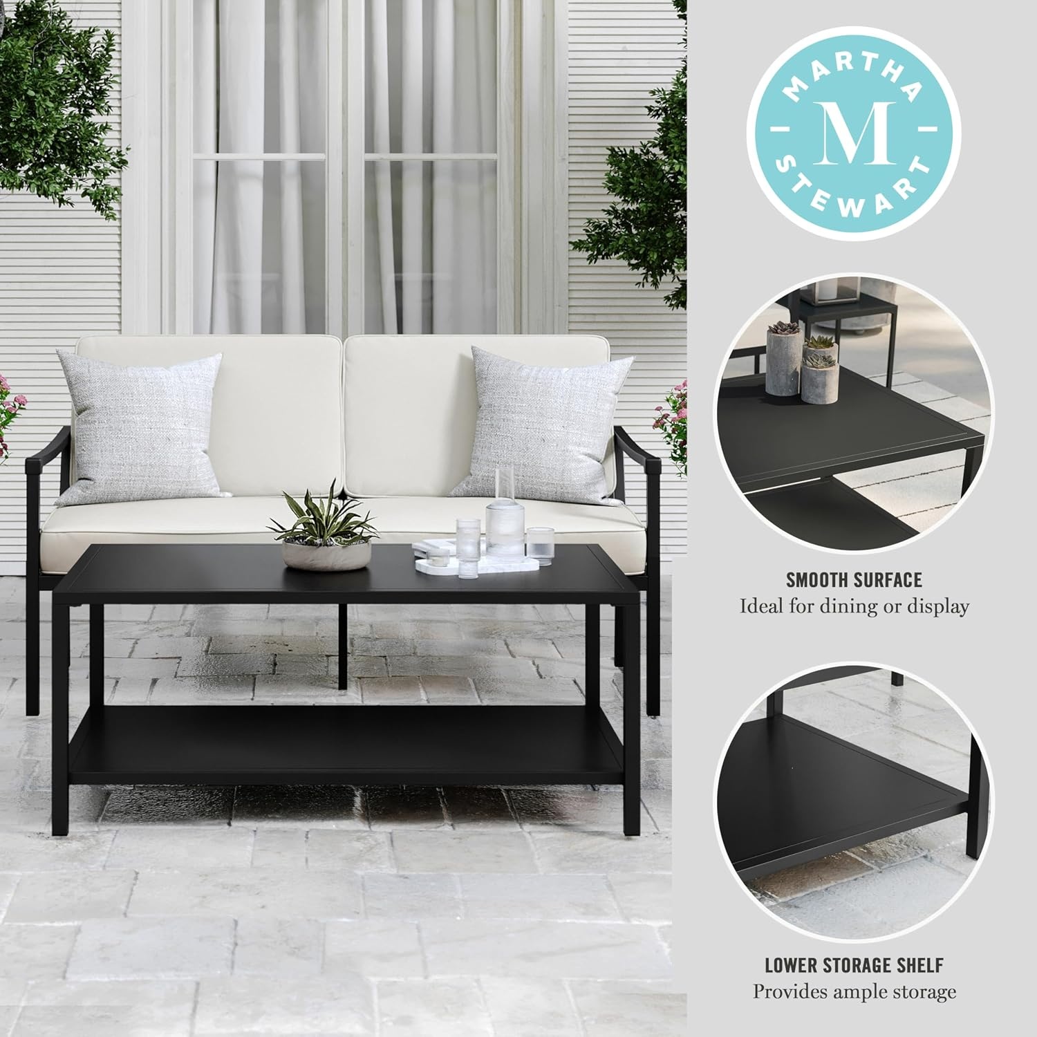 image:imageMartha Stewart Lily Pond IndoorOutdoor Patio Coffee Table Black