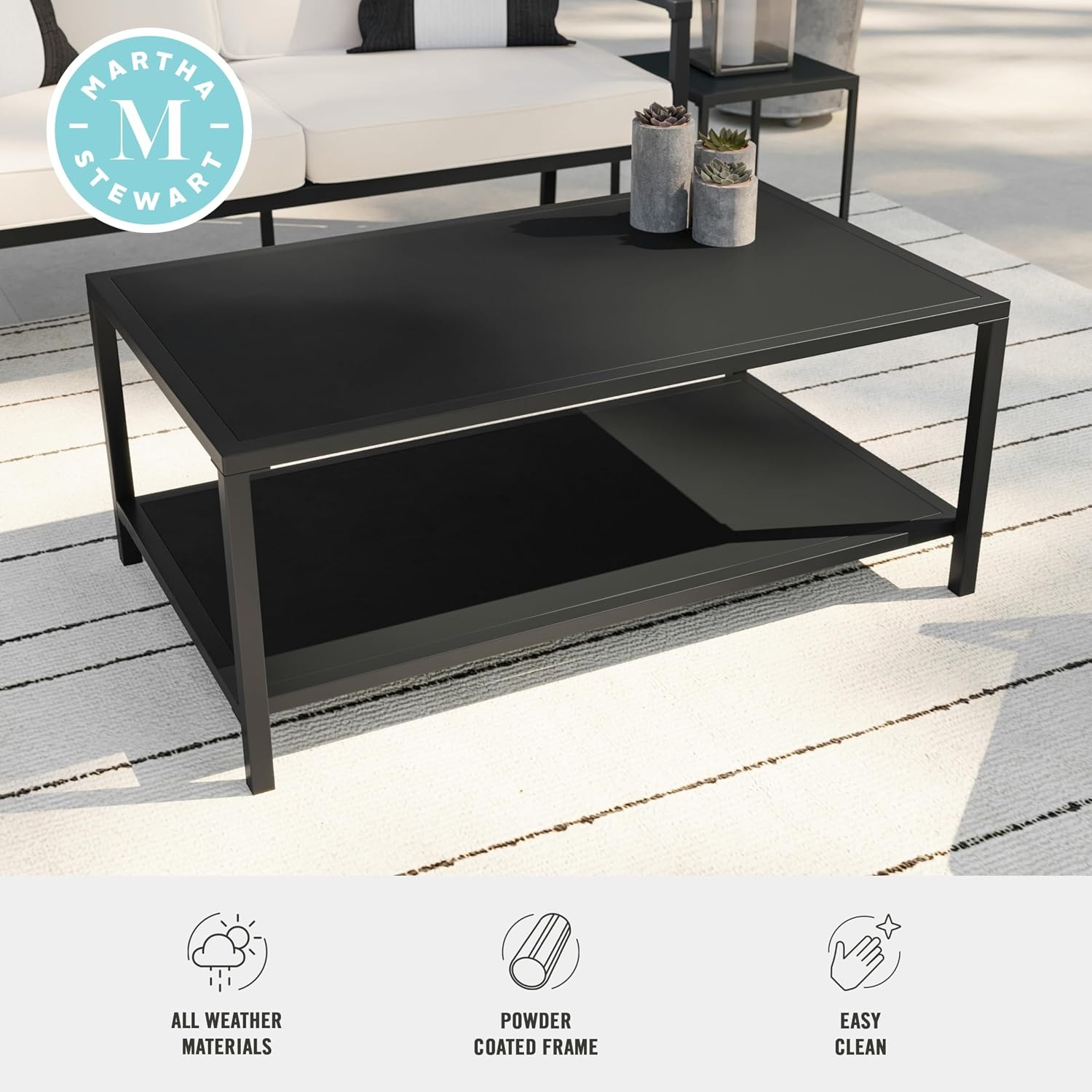 image:imageMartha Stewart Lily Pond IndoorOutdoor Patio Coffee Table Black