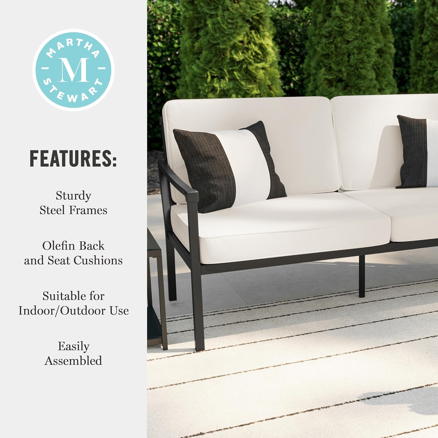 image:imageMartha Stewart Lily Pond IndoorOutdoor Patio Loveseat Black